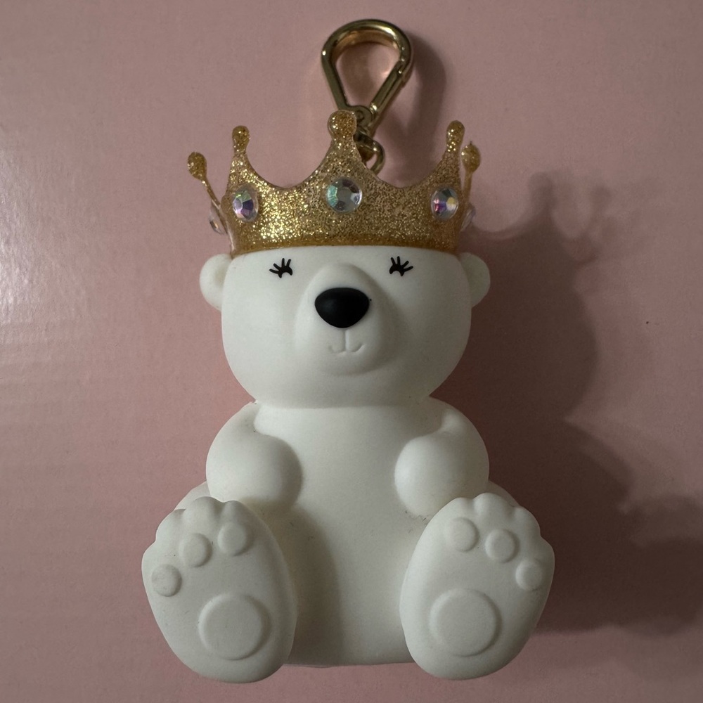 BBW White Polar Bear with Gold Crown Pocketbac Holder Bag Charm/Keychain